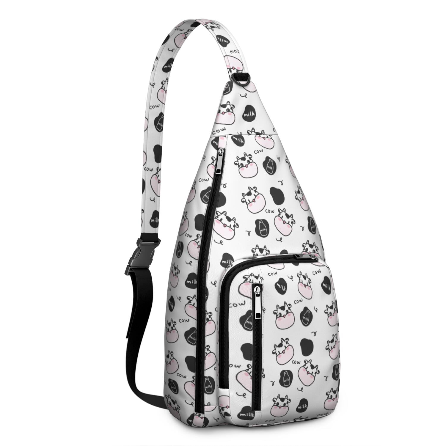Vintage Highland Cow Print Sling Backpack – Cute Farmhouse Floral Cow Crossbody Bag for Women & Men, Lightweight Hiking Daypack