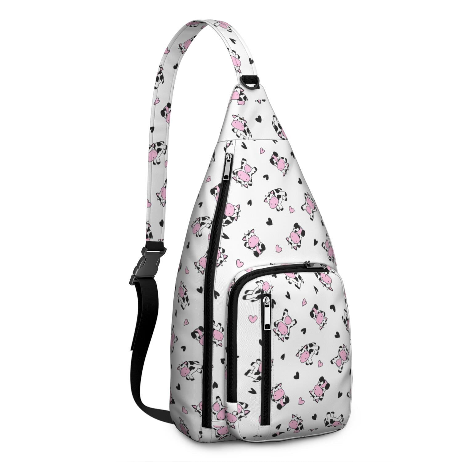 Vintage Highland Cow Print Sling Backpack – Cute Farmhouse Floral Cow Crossbody Bag for Women & Men, Lightweight Hiking Daypack
