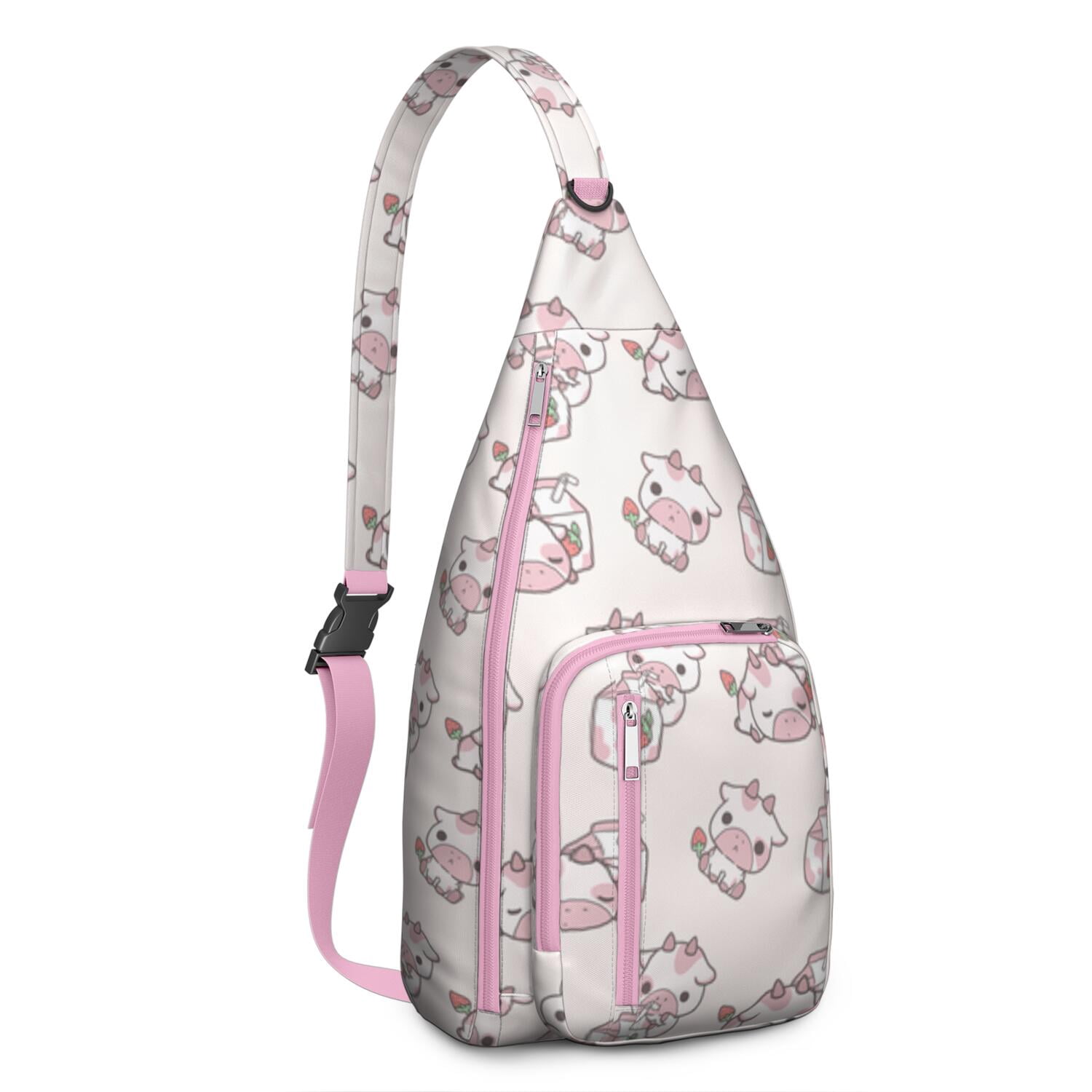 Vintage Highland Cow Print Sling Backpack – Cute Farmhouse Floral Cow Crossbody Bag for Women & Men, Lightweight Hiking Daypack