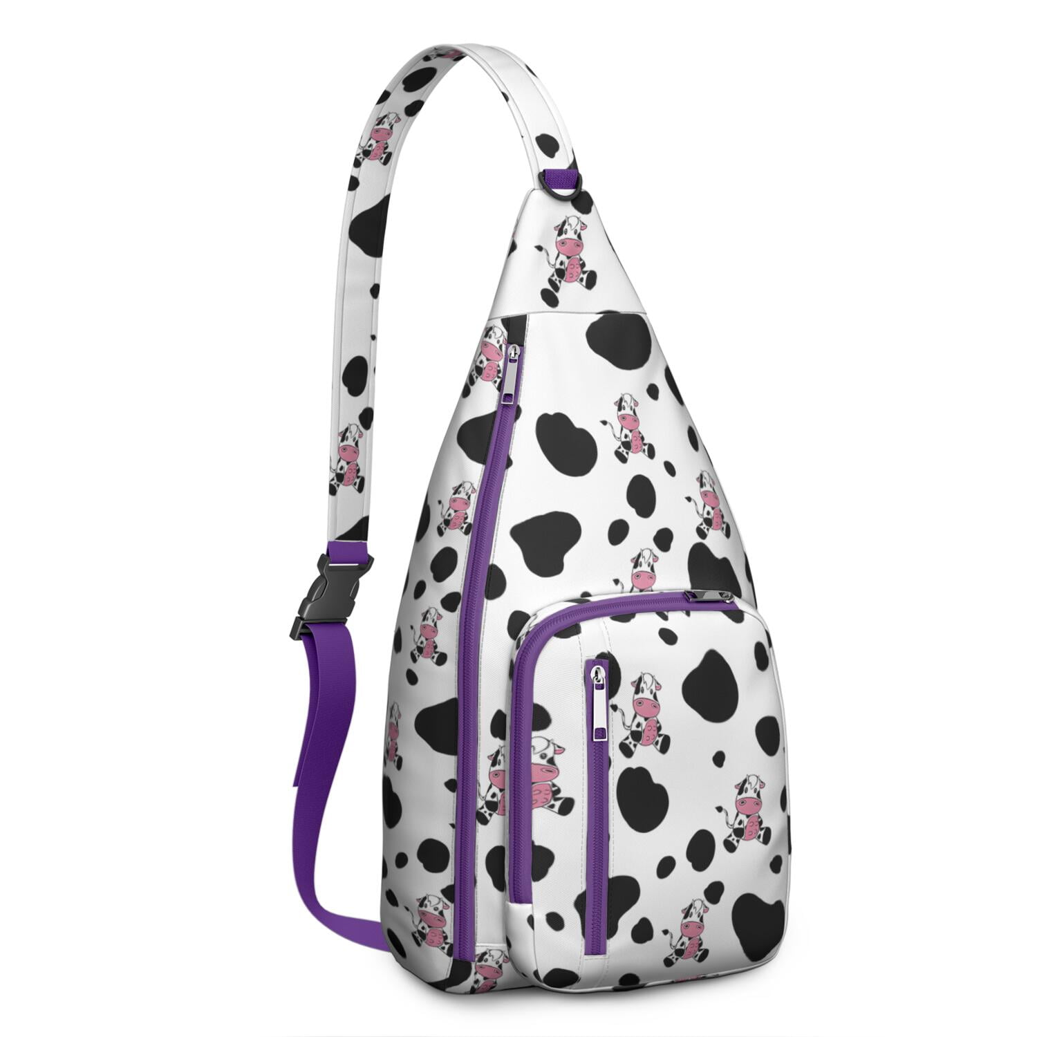Vintage Highland Cow Print Sling Backpack – Cute Farmhouse Floral Cow Crossbody Bag for Women & Men, Lightweight Hiking Daypack