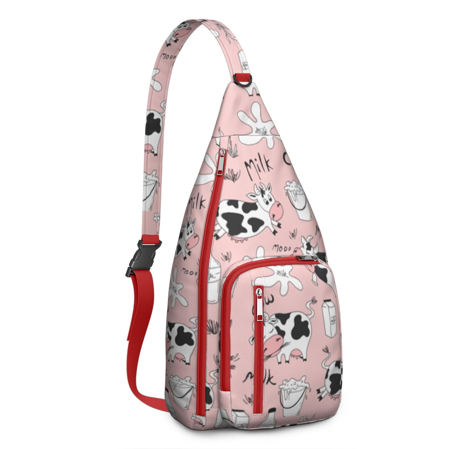 Vintage Highland Cow Print Sling Backpack – Cute Farmhouse Floral Cow Crossbody Bag for Women & Men, Lightweight Hiking Daypack