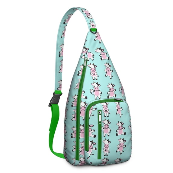 Vintage Highland Cow Print Sling Backpack – Cute Farmhouse Floral Cow Crossbody Bag for Women & Men, Lightweight Hiking Daypack