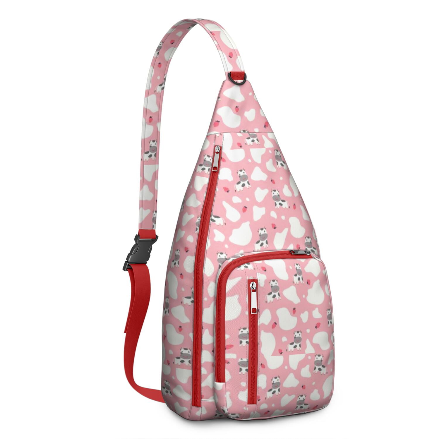 Vintage Highland Cow Print Sling Backpack – Cute Farmhouse Floral Cow Crossbody Bag for Women & Men, Lightweight Hiking Daypack
