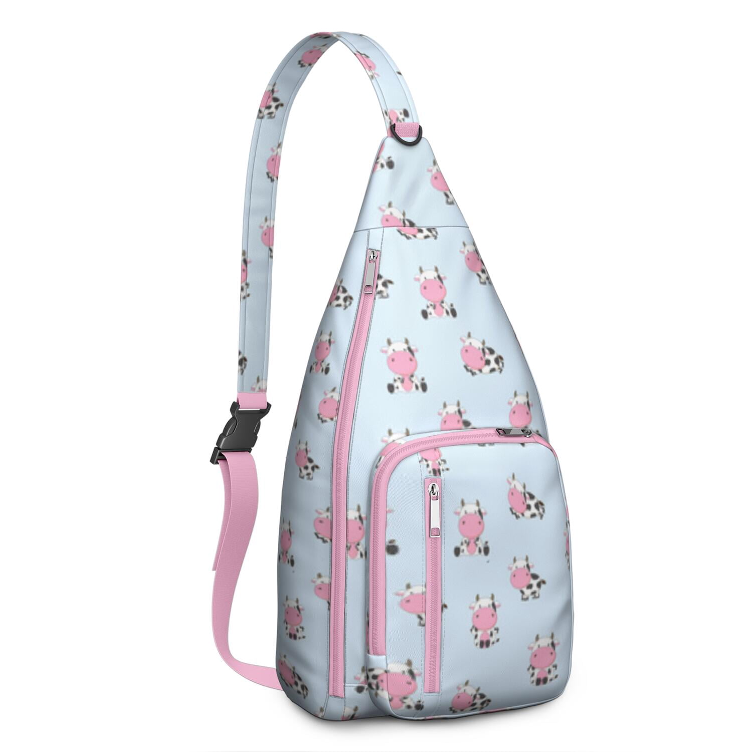Vintage Highland Cow Print Sling Backpack – Cute Farmhouse Floral Cow Crossbody Bag for Women & Men, Lightweight Hiking Daypack