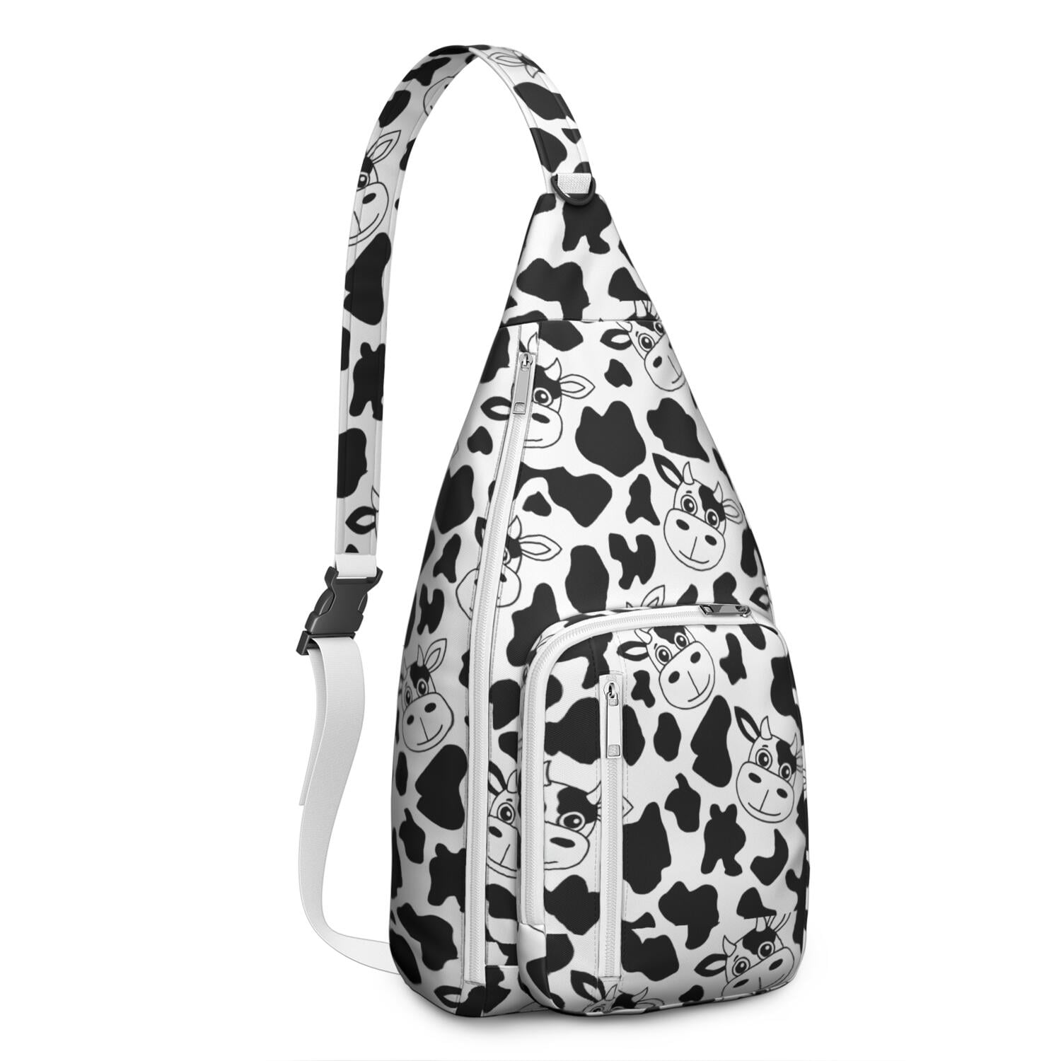 Vintage Highland Cow Print Sling Backpack – Cute Farmhouse Floral Cow Crossbody Bag for Women & Men, Lightweight Hiking Daypack