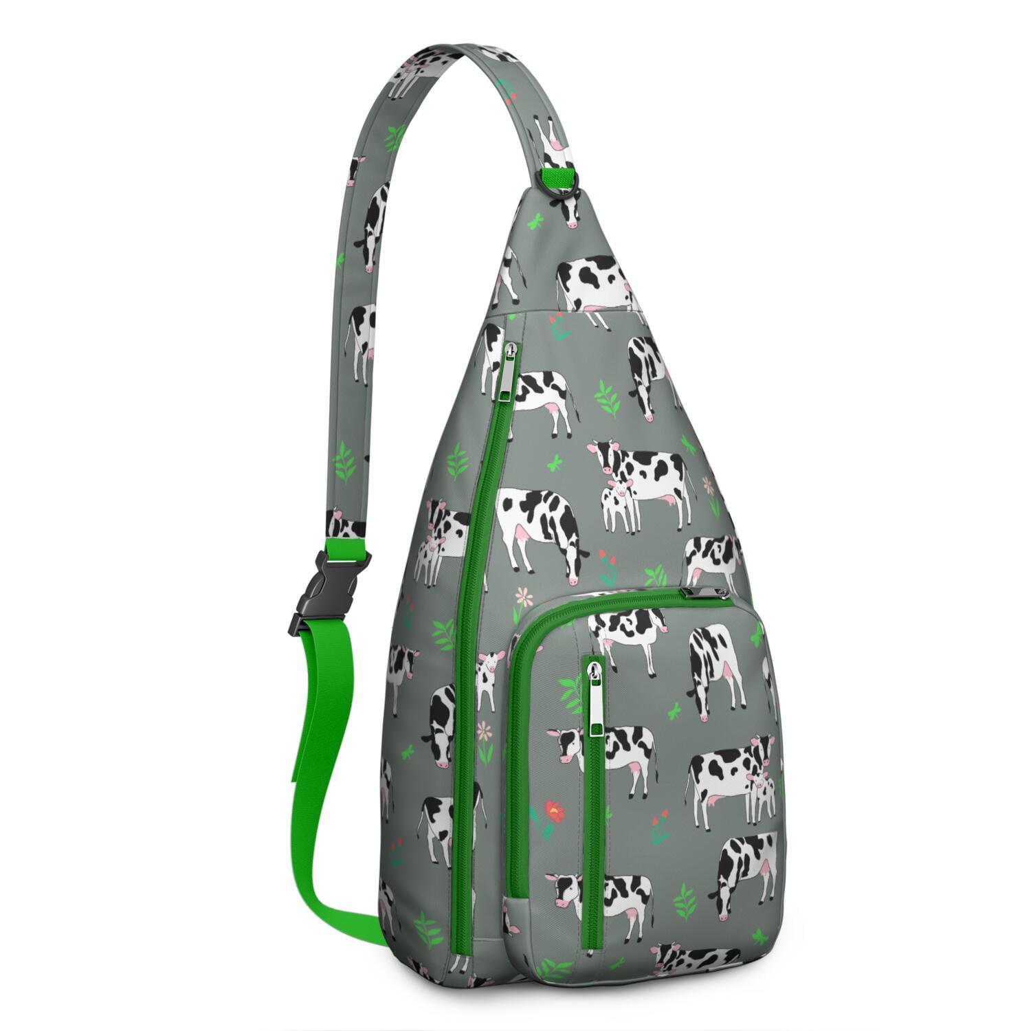 Vintage Highland Cow Print Sling Backpack – Cute Farmhouse Floral Cow Crossbody Bag for Women & Men, Lightweight Hiking Daypack