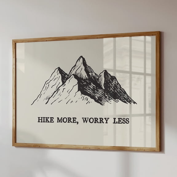Vintage Hiking Print: Retro Mountain Quote Wall Art, Stretched Canvas 16x20in