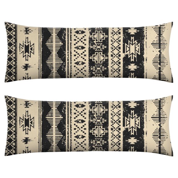 Vintage Hippie Body Pillow Cover 20x54 - Retro Style Long Pillow Case with Zipper - Artistic & Earthy Design - Machine Washable Pillow Protector