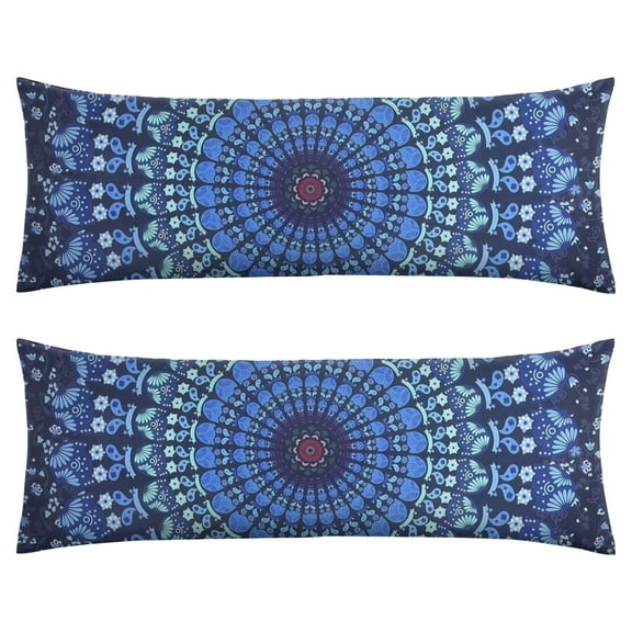 Vintage Hippie Chic Body Pillow Cover 20x54 - Retro Style Long Pillow Case with Zipper - Artistic & Rustic Patterns - Soft & Skin-Friendly Pillowcase