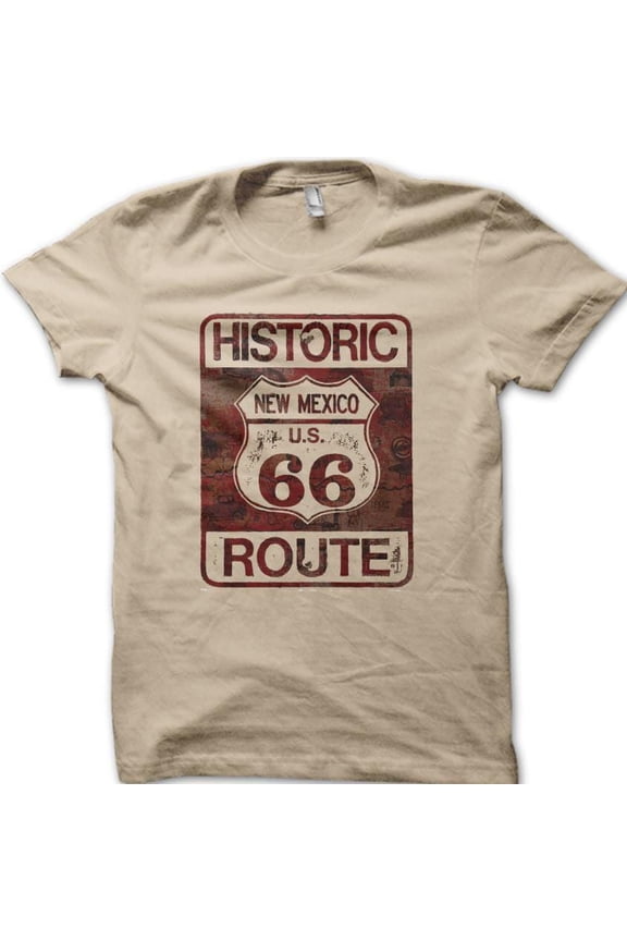 Vintage Historic Route 66 Motorcycle Graphic Comfort Colors T-Shirt for Classic Biker Enthusiasts