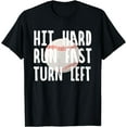 thumbnail image 1 of Vintage Hit Hard Run Fast Turn Left Baseball Funny Sport T-Shirt Black 2X-Large, 1 of 4