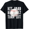 thumbnail image 1 of Vintage Hit Hard Run Fast Turn Left Baseball Funny Sport T-Shirt, 1 of 3