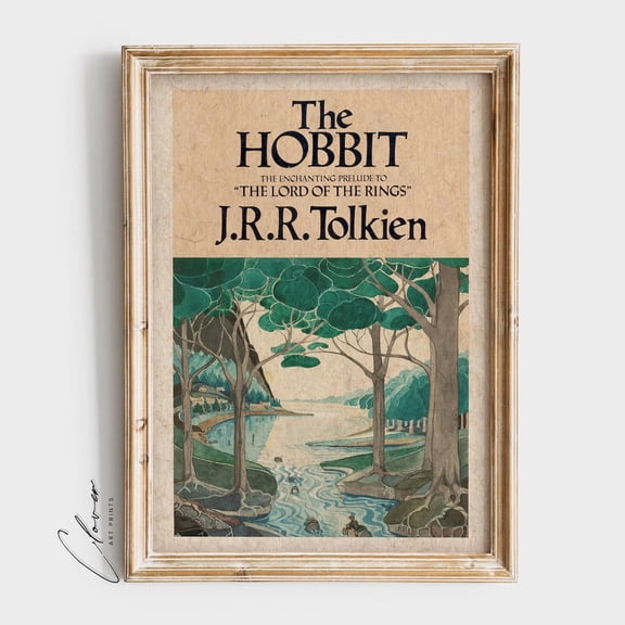 Vintage Hobbit Book Cover Art Print, Bookish For Book Lovers And Bookwor.M, Vintage, Classic Book Lover Art UNFRAMED