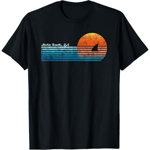 Vintage Hobie Beach Retro 80s Shark Fin Sunset T-Shirt