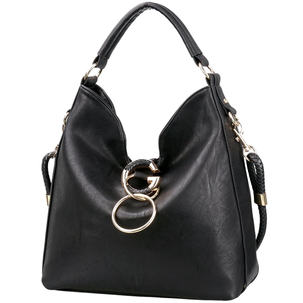 Vintage Hobo Bag Retro Large Capacity Women's Fashion Handbag Shoulder Bag & Tote Purse Black