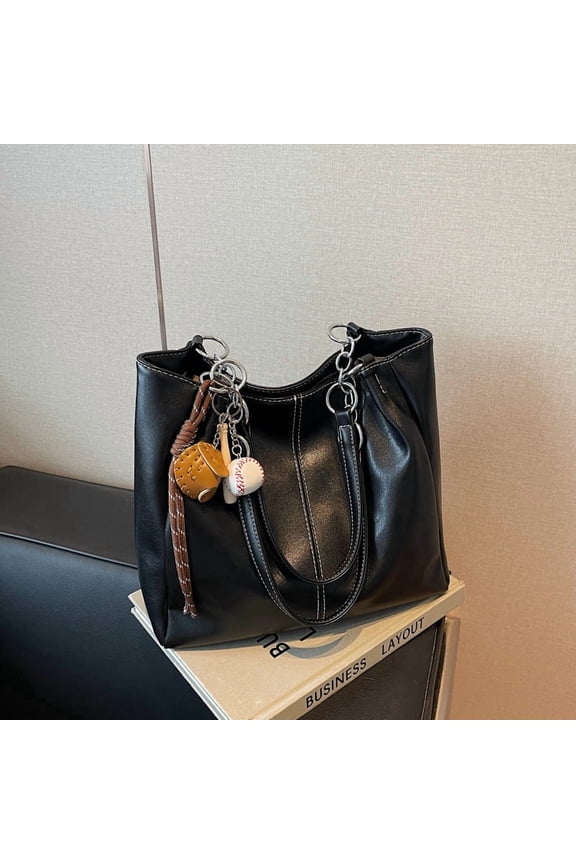 Vintage Hobo Shoulder Bag for Women Soft Leather Bucket Tote Bag Fashionable Structured Purse