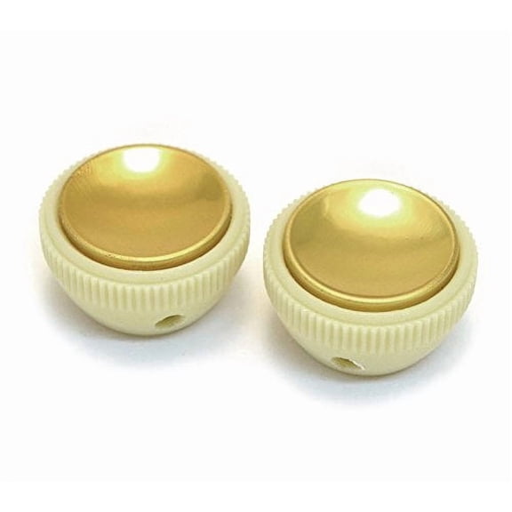 Vintage Hofner Tea Cup Bass Guitar Knobs (2) Off White w/Gold Top