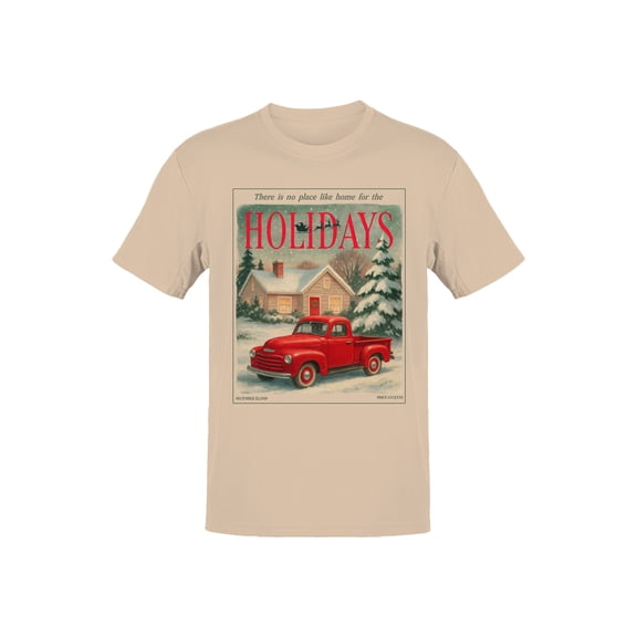 Vintage Holiday Red Truck Scene Men's T-shirt