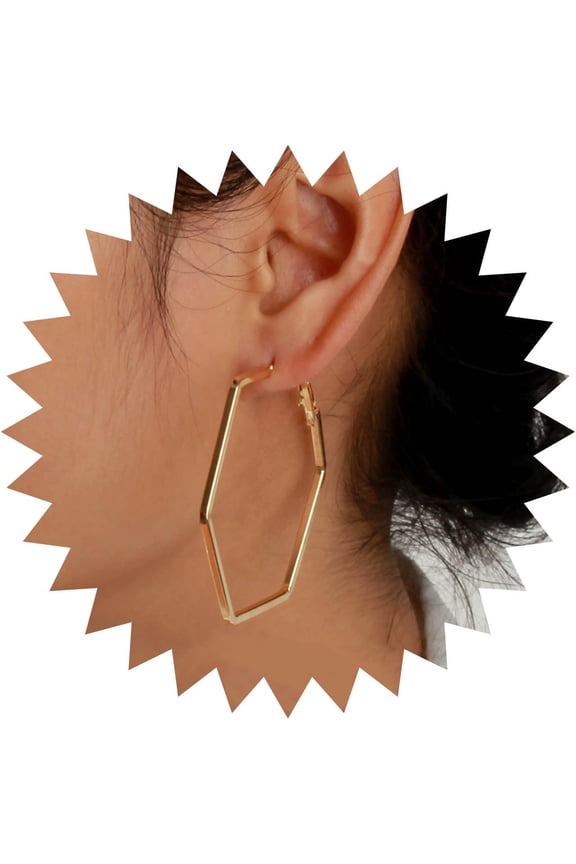 Vintage Hollow Hexagon Dangle Earrings - Gold Hexagon Hoop & Minimal Stud Earrings for Women