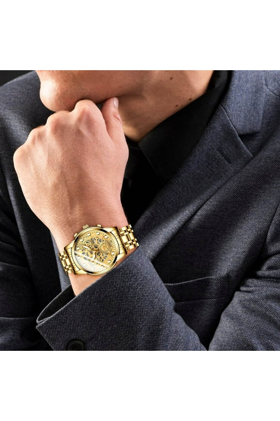 Vintage Hollow Quartz Wrist Watch | Stainless Steel Strap | Polished Alloy Case | 43mm Diameter | 10mm Thickness | Water-Resistant | Elegant Design for Men | Gift-Ready