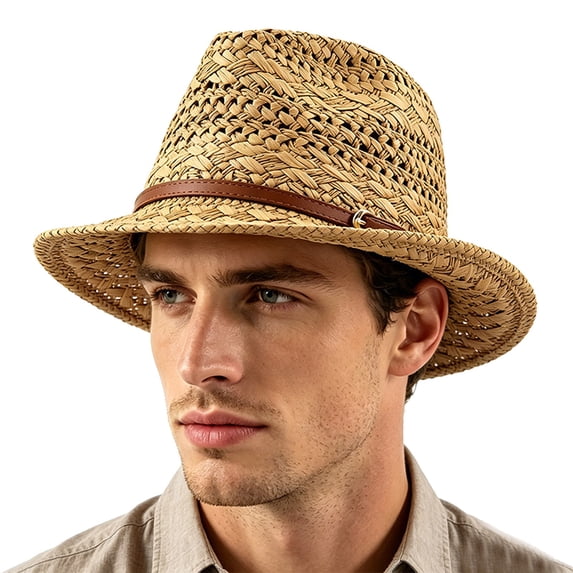 Vintage Hollow‑Woven Straw Hat Men Women Spring Summer Outdoor Travel Headwear