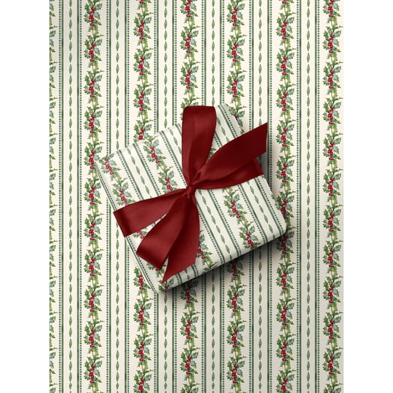 Vintage Holly Wrapping Paper Roll Christmas Classic Holiday Gift Wrap Paper Vintage Christmas Nostalgic Wrapping Paper Christmas Paper Retro Christmas Gift