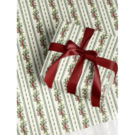 Vintage Holly Wrapping Paper Roll Christmas Classic Holiday Gift Wrap Paper Vintage Christmas Nostalgic Wrapping Paper Christmas Paper Retro Christmas Gift