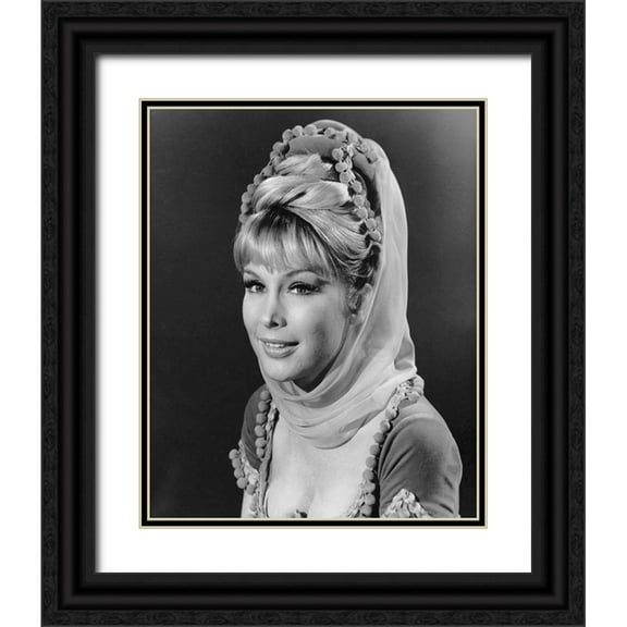 Vintage Hollywood Archive 12x14 Black Ornate Wood Framed with Double Matting Museum Art Print Titled - Barbara Eden as Jeannie, 1966