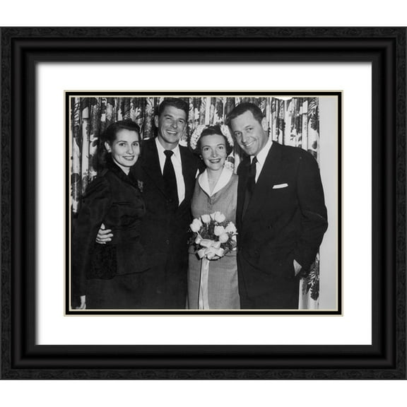 Vintage Hollywood Archive 14x12 Black Ornate Wood Framed with Double Matting Museum Art Print Titled - Reagen Wedding, 1952