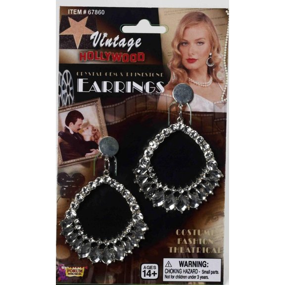 Vintage Hollywood Crystal Gem Rhinestone Earrings.