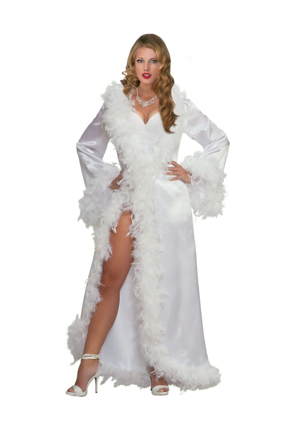 Vintage Hollywood Marabou Satin Robe Costume