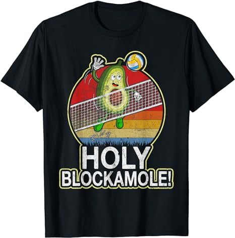 Vintage Holy Blockamole Volleyball Player Blocker Avocado T-Shirt ...