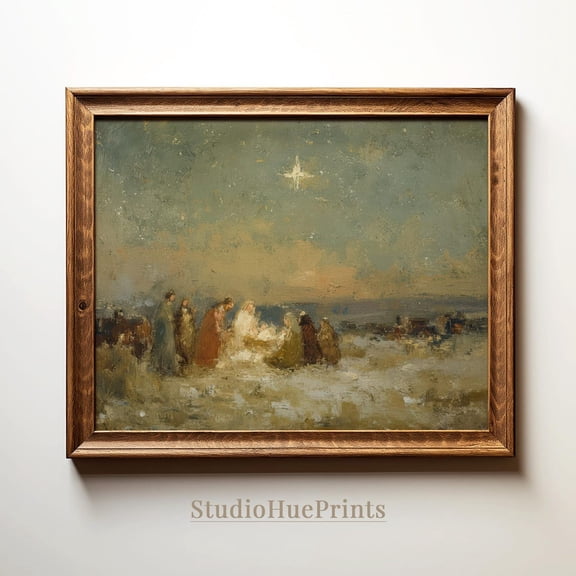 Vintage Holy Family Nativity Christian Christmas Wall Art Unframed Paper Print
