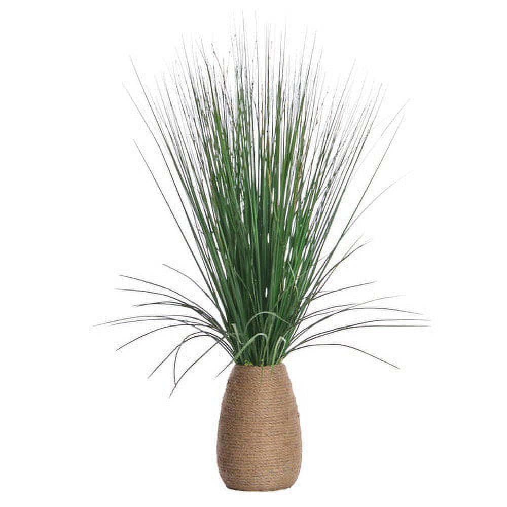Tall Green Artificial Grass Arrangement in Hemp Rope Container