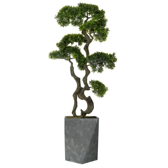 Vintage Home Artificial Faux Real Touch 4.58 Feet Tall Bonsai Tree With Fiberstone Planter