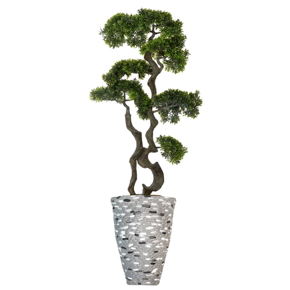 Vintage Home Artificial Faux Real Touch 4.83 Feet Tall Bonsai Tree With Fiberstone Planter