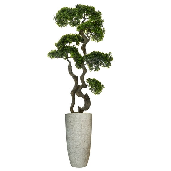 Vintage Home Artificial Faux Real Touch 4.92 Feet Tall Bonsai Tree With Fiberstone Planter