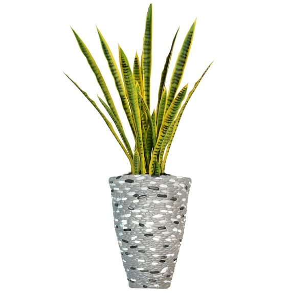 Vintage Home Artificial Faux Real Touch 4 Feet Tall Snake Plant Sansevieria With Fiberstone Planter