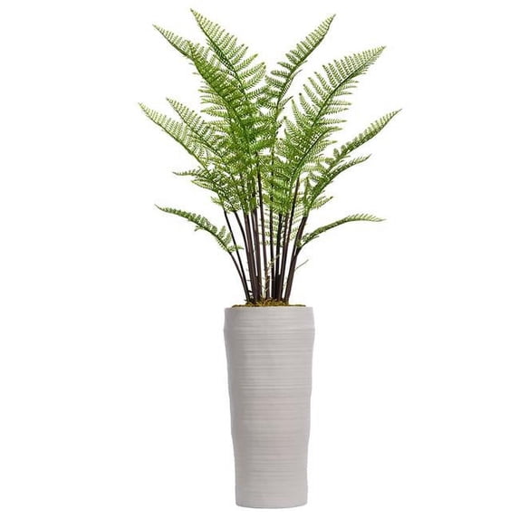 Vintage Home Artificial Faux Real Touch 63" Tall Fern Plant With Burlap Kit And Fiberstone Planter