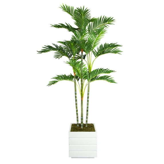 Vintage Home Artificial Faux Real Touch 74" Tall Palm Tree And 14" Fiberstone Planter