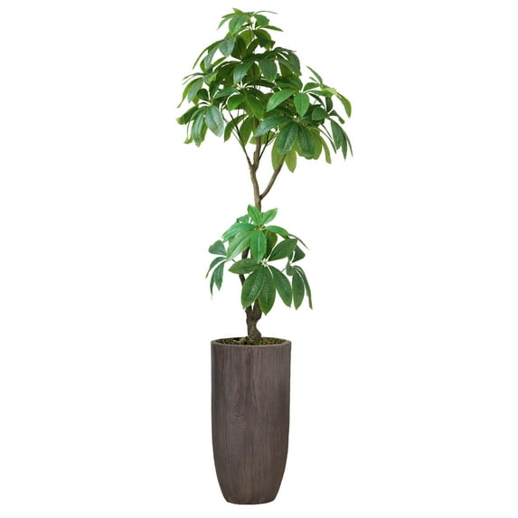 Vintage Home Artificial Faux Real Touch 86" Tall Pachira Aquatica Real Touch And Resin Planter