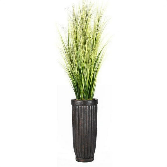 Vintage Home Home Onion Grass with Twigs in Cylinder Fiberstone Planter