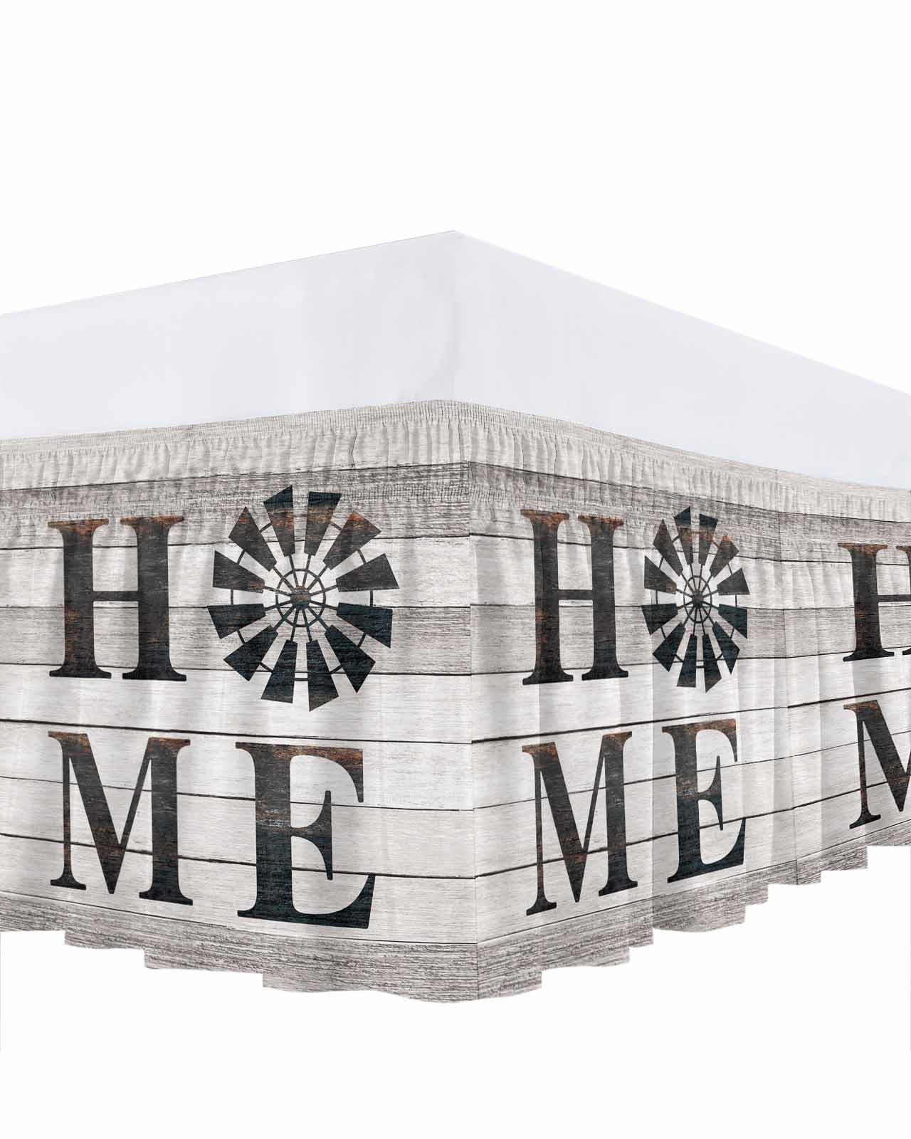 Word Ruffle Dkm Vintage Home Ruffle Bed Skirt King Size Windmill Word on Rustic Wooden ...