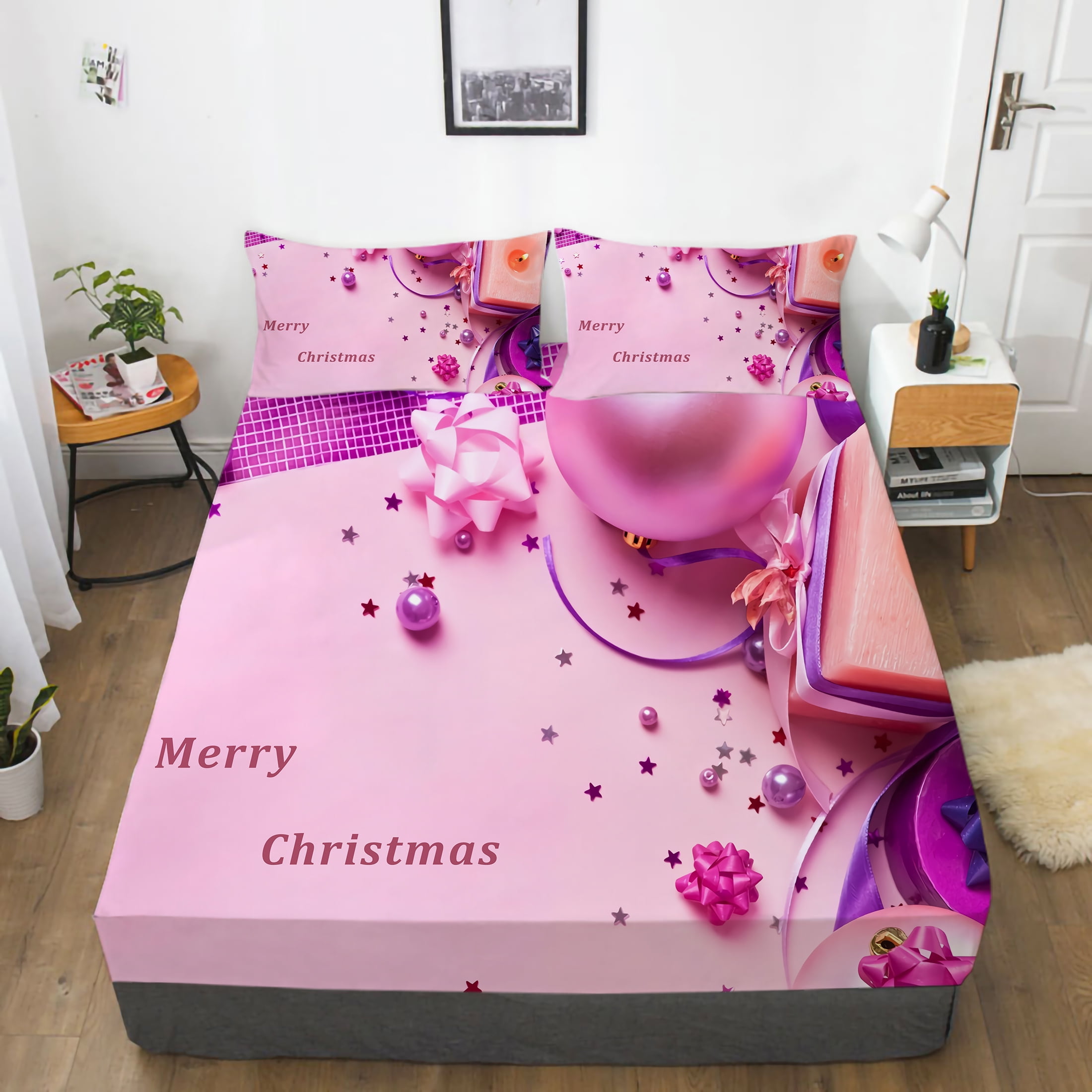 Vintage Home Textiles Bedding Sheets Christmas Painting Home Bed Sets