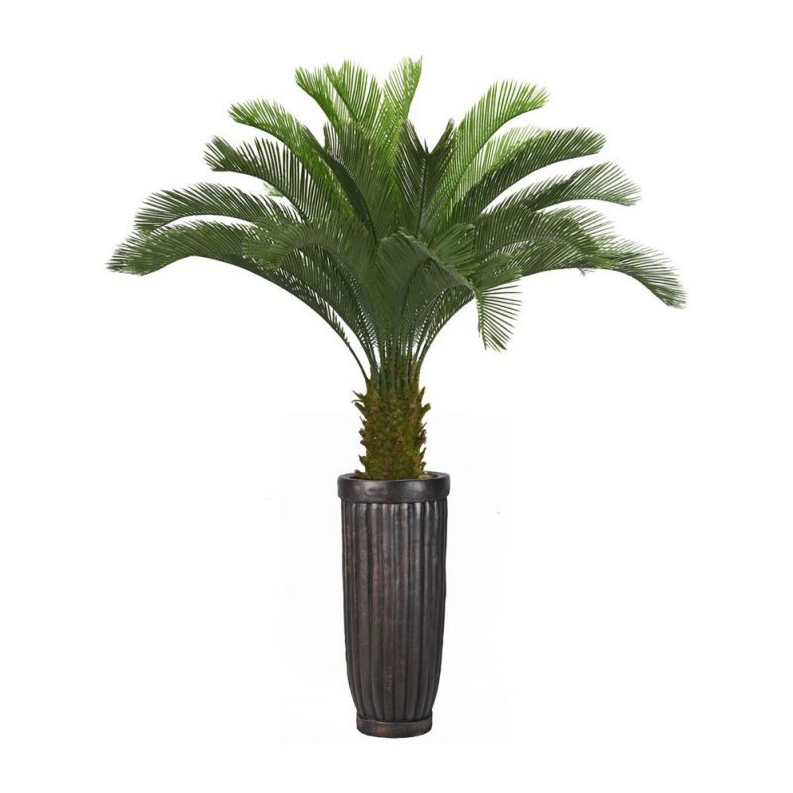Tall Green Plastic Cycas Palm Tree in Decorative Planter