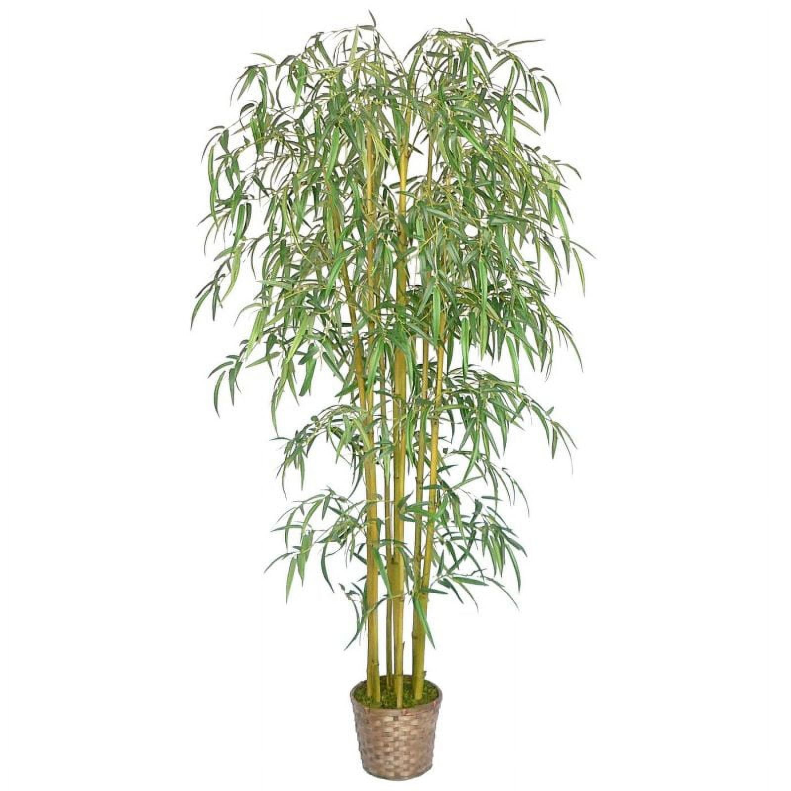 6-Foot Realistic Green Silk Bamboo Tree with Wicker Basket