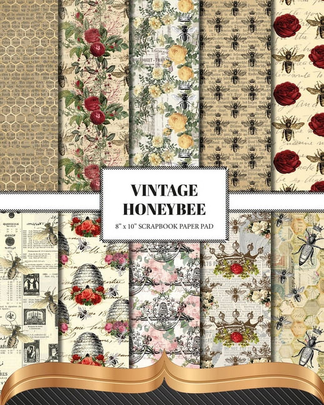 Vintage Honey Bee Scrapbook Paper: Double Sided Craft Paper For Card ...