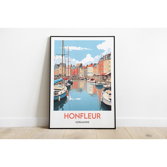 Vintage Honfleur Poster, French Seaside Atmosphere, Unframed Paper Poster 8x10in