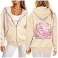 thumbnail image 1 of Vintage Hoodies for Womens Full Zip Up Drawstring Ocean Animal Print Casual Long Sleeved Hoodeded Pullover Trendy Cute Sweatshirt With Pocket, 1 of 7