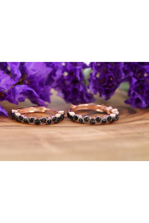 Vintage Hoop Earrings with Onyx Stones